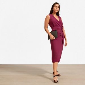 Everlane Japanese GoWeave Wrap Dress in Magenta